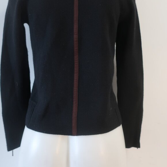 Womens Raffi Black Brown Pure Cashmere Asymmetric Full Zip Cardigan Jacket S - Picture 11 of 16